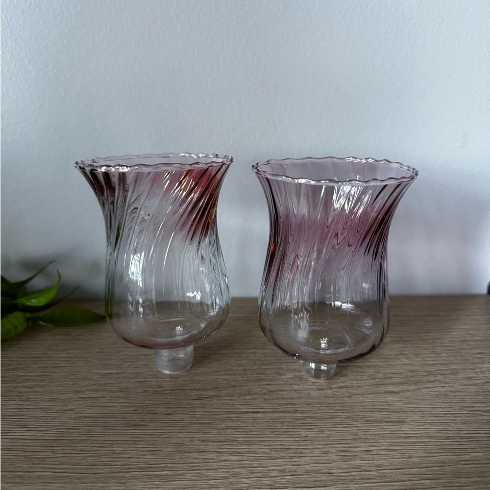 PartyLite Pink “Rose Ridge” Swirl Peg Votive Holders